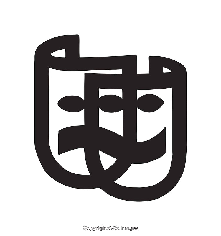 Black And White Symbol Representing Theatrical Comedy And Tragedy Masks