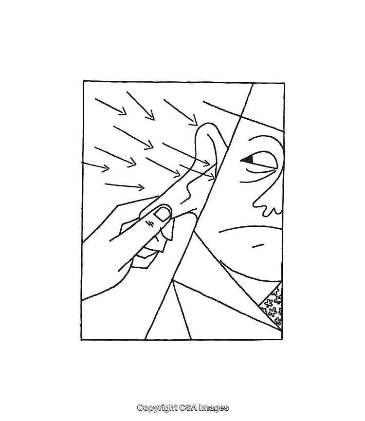 Black and White Line Art Illustration of Observant Gesture and Movement