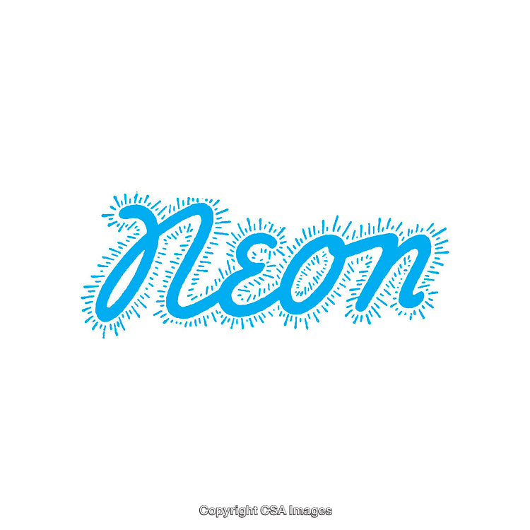 Bright Blue Neon Style Text Design With Radiating Effects on White Background
