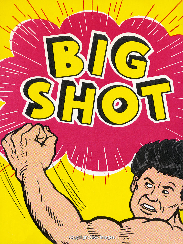 Colorful Retro Comic Design Featuring Bold Text and Strong Expression