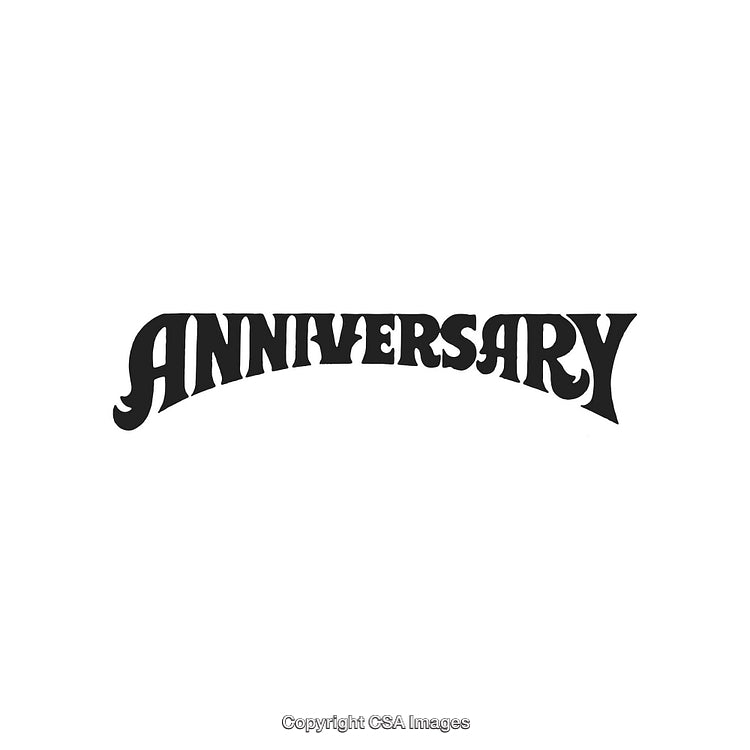Decorative Vintage Style 'Anniversary' Text with Unique Typography on White Background