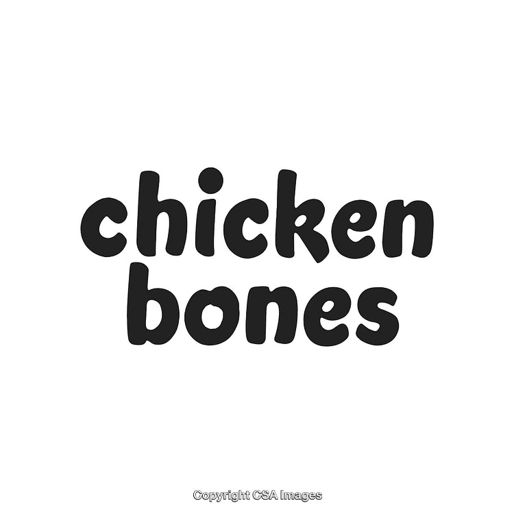 Bold Text Design Featuring Chicken Bones Phrase in Playful Font on White Background