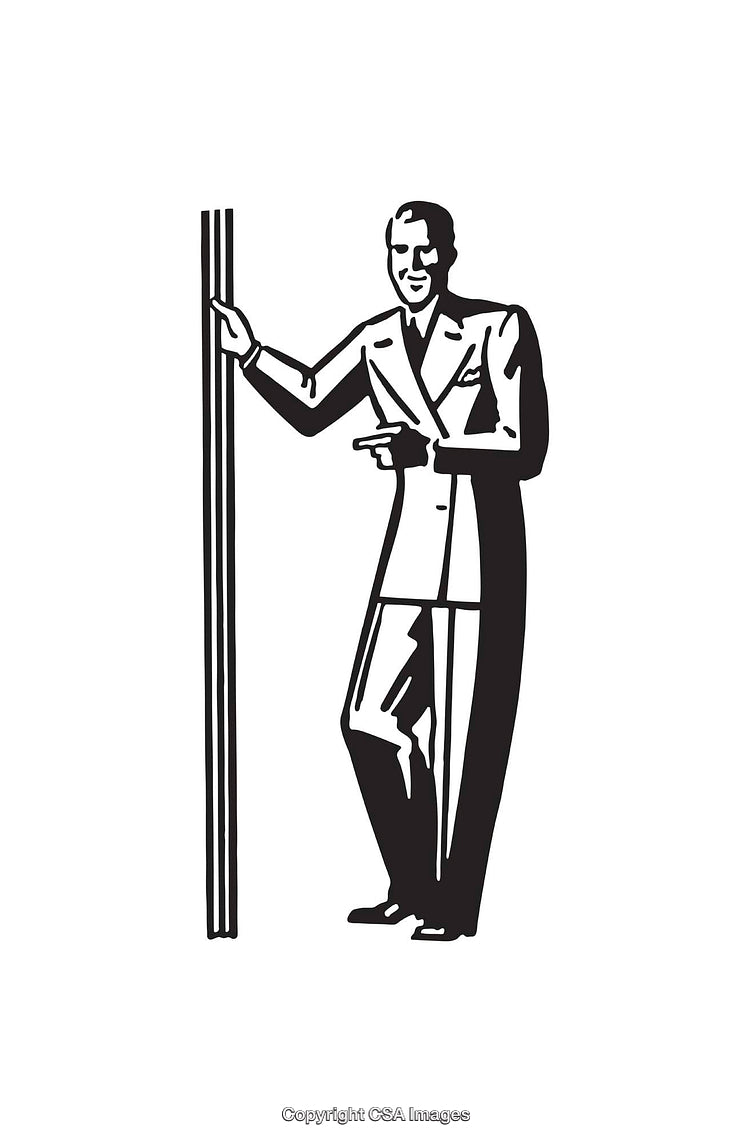 Retro Style Illustration of a Man in Tailored Suit
