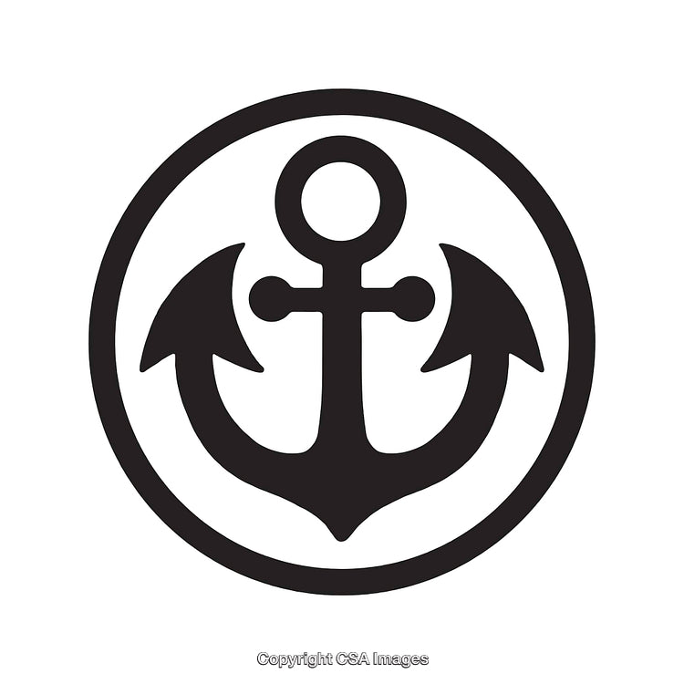 Black and White Anchor Icon Within Circular Border