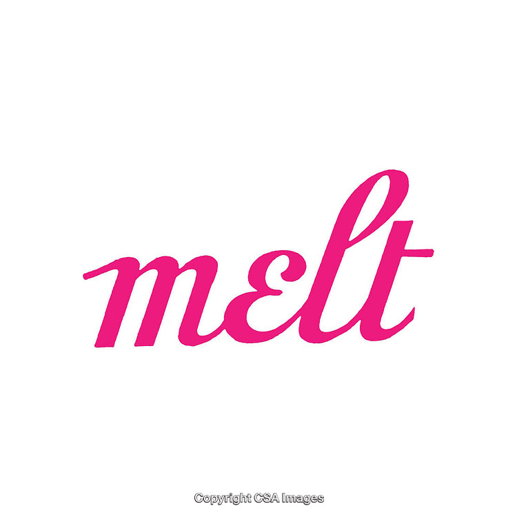 Bold Pink Script Spelling the Word Melt on White Background