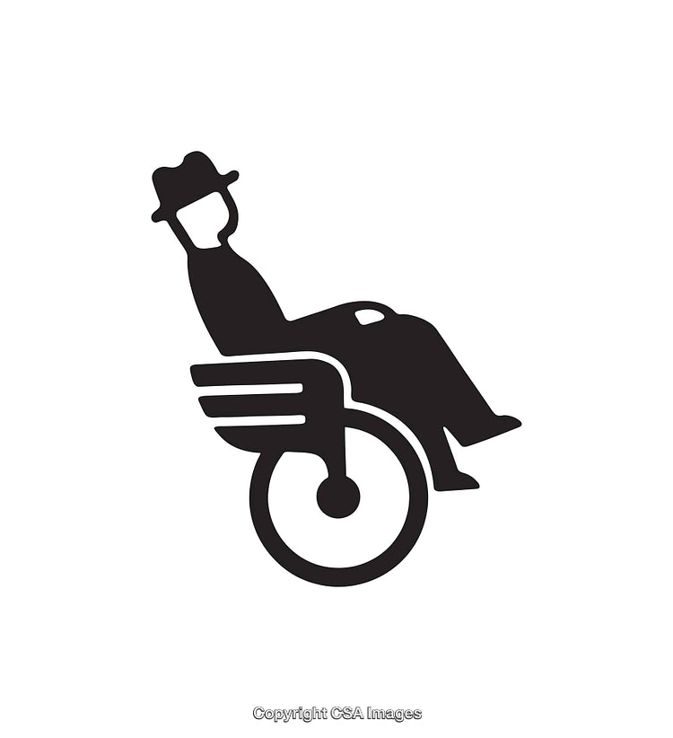 Black and White Icon of a Person Sitting in a Wheelchair