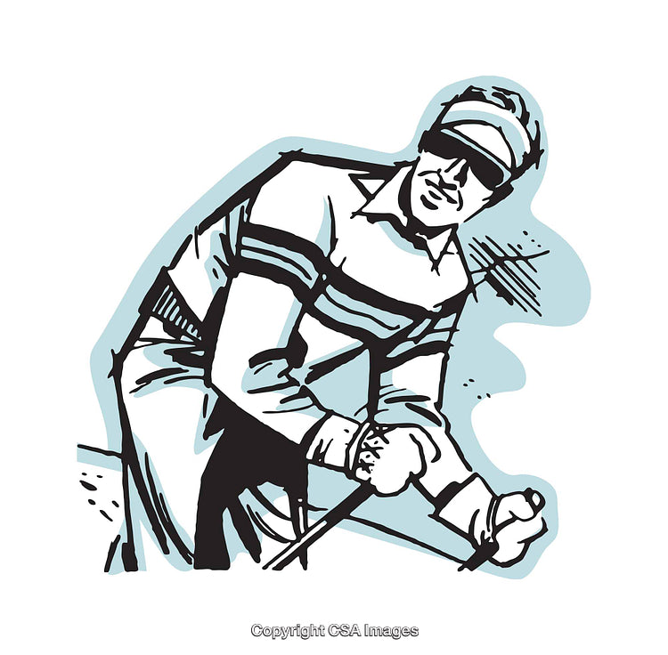 Illustration of a Stylish Golfer in Action Wearing Sunglasses