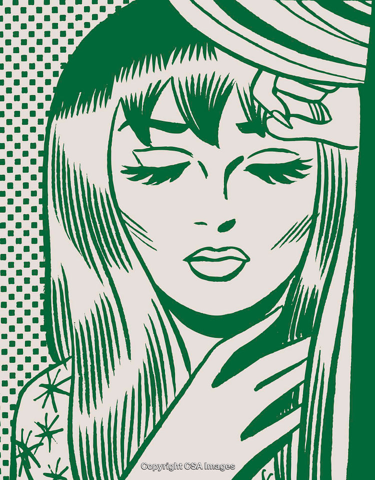 Stylized Retro Portrait of a Woman in Pop Art Style