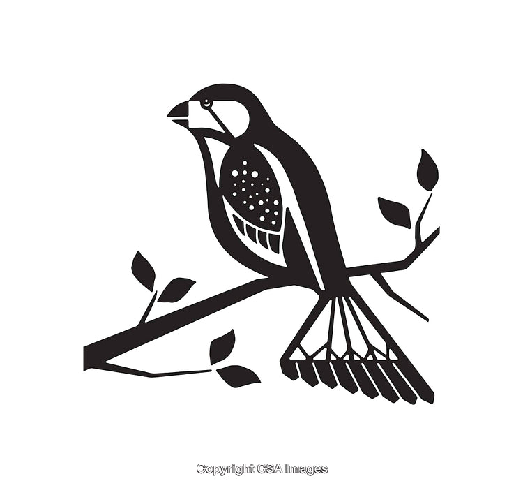 Black and White Line Art Illustration of a Bird on a Branch