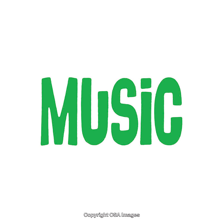 Green Typography Depicting the Word Music on a White Background
