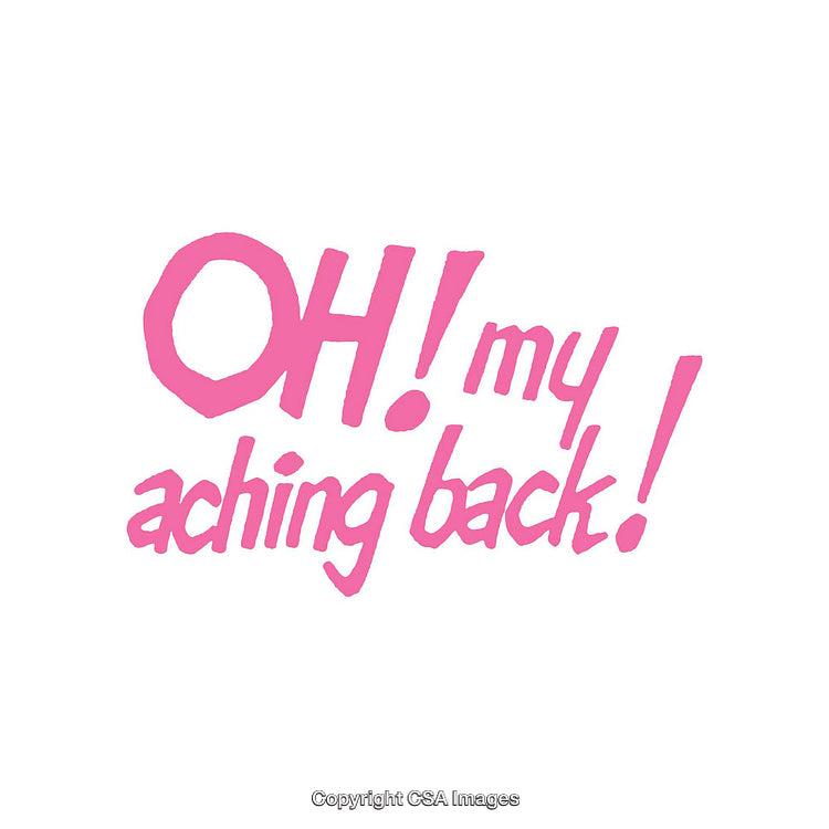 Colorful Typographic Design Depicting Back Ache Expression in Vibrant Pink Text