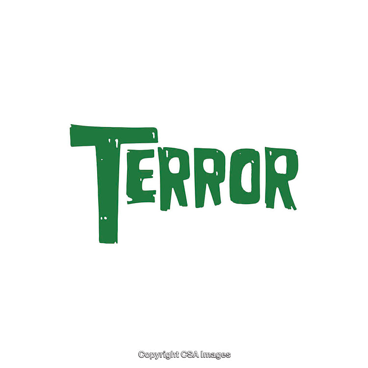 Green Horror Text On White Background in Bold Style Illustration