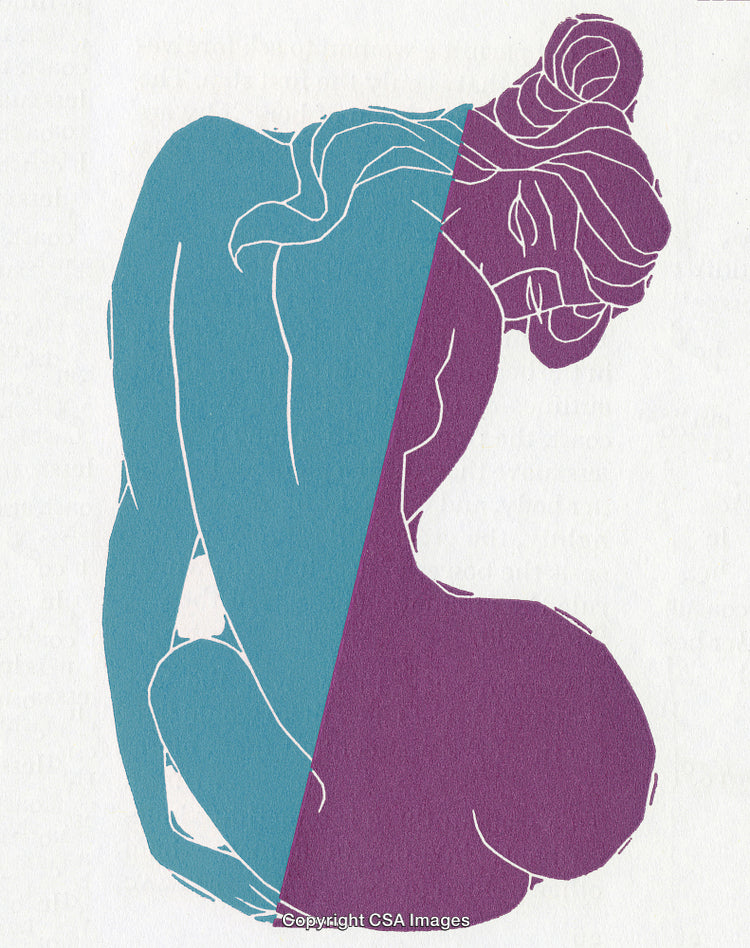 Artistic Illustration of Female Silhouette Incorporating Abstract Color and Linework