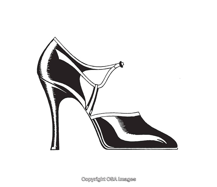 Elegant Black and White Illustration of a Stylish High Heel Shoe