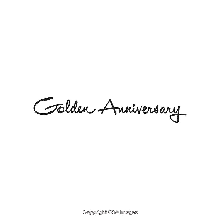 Elegant Golden Anniversary Handwritten Black Text on White Background