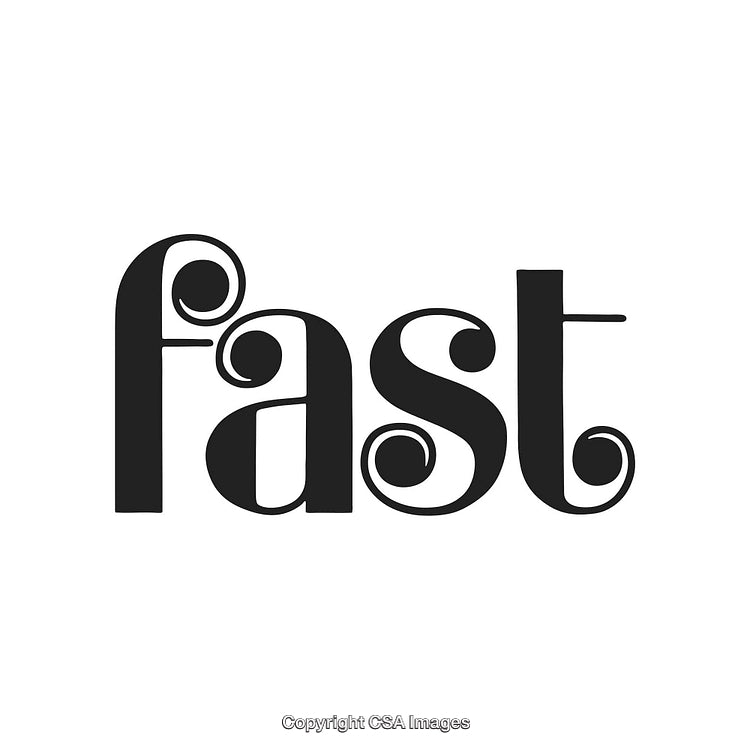 Elegant Typography Artwork Featuring Stylized Lettering Word 'Fast' on White