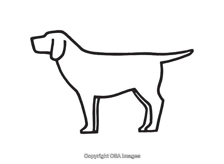 Simple Black and White Line Art Illustration of a Dog in Profile