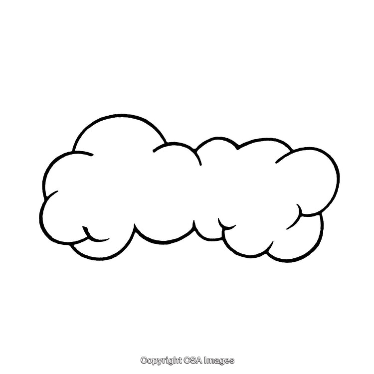 Black and White Illustration of a Puffy Cloud Outline