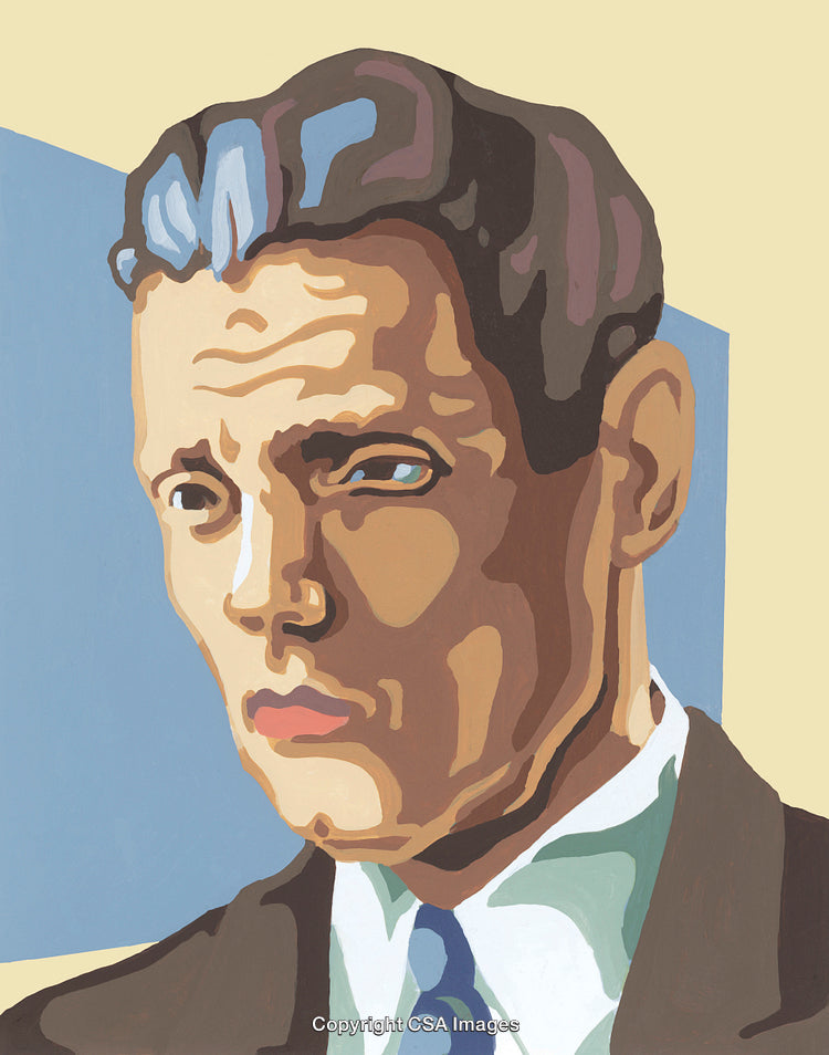 Paint By Number Illustration of a Thoughtful Man in Formal Wear