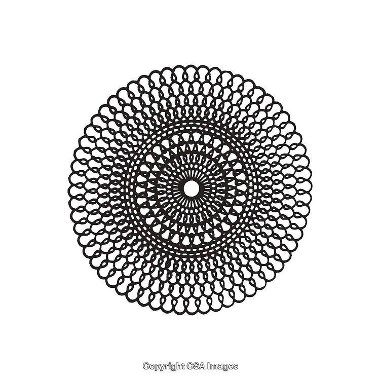 Intricate Black and White Circular Mandala Design with Geometric Patterns