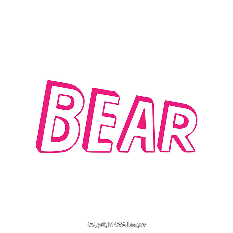 Bold Pink BEAR Text Illustration on a White Background