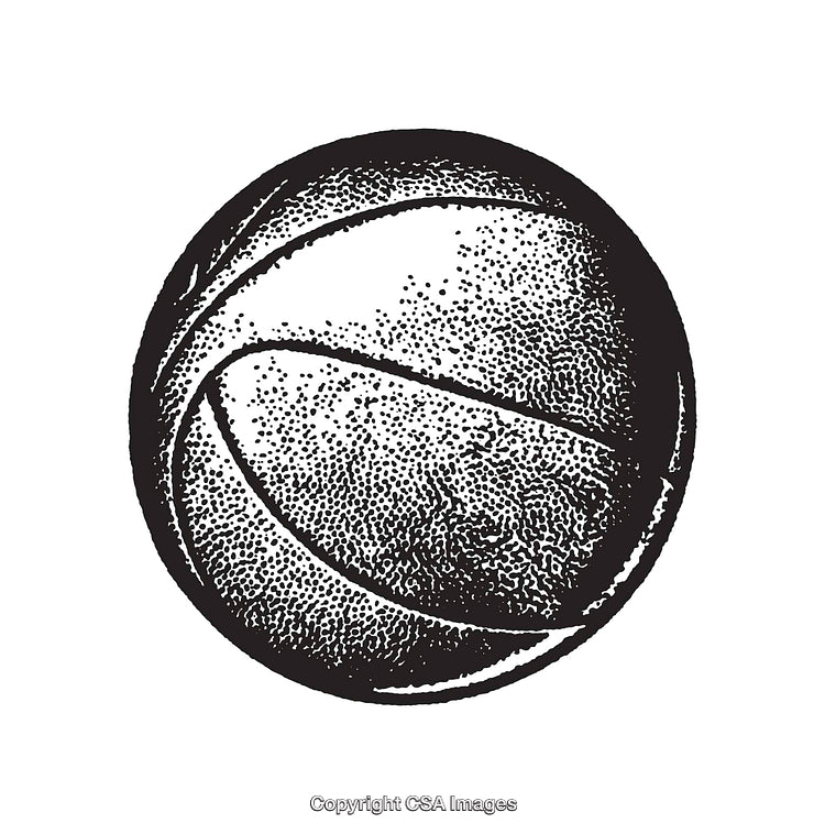 Black and White Line Art of a Basketball Illustration