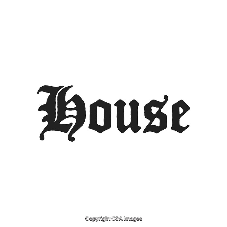 Gothic Style Blackletter Text Design Featuring the Word 'House'