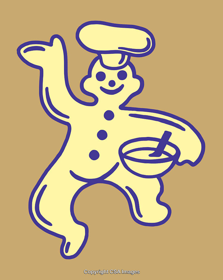 Artistic Illustration of a Playful Chef with Baking Tools