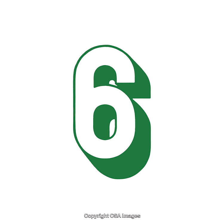 Green and White Number Six in Stylish Typography Design