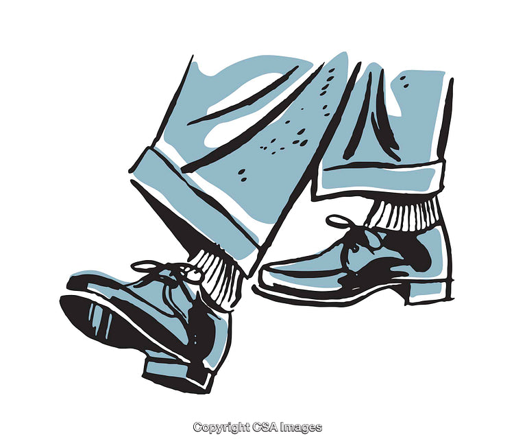 Stylized Illustration of Shoes and Pants in a Dynamic Pose