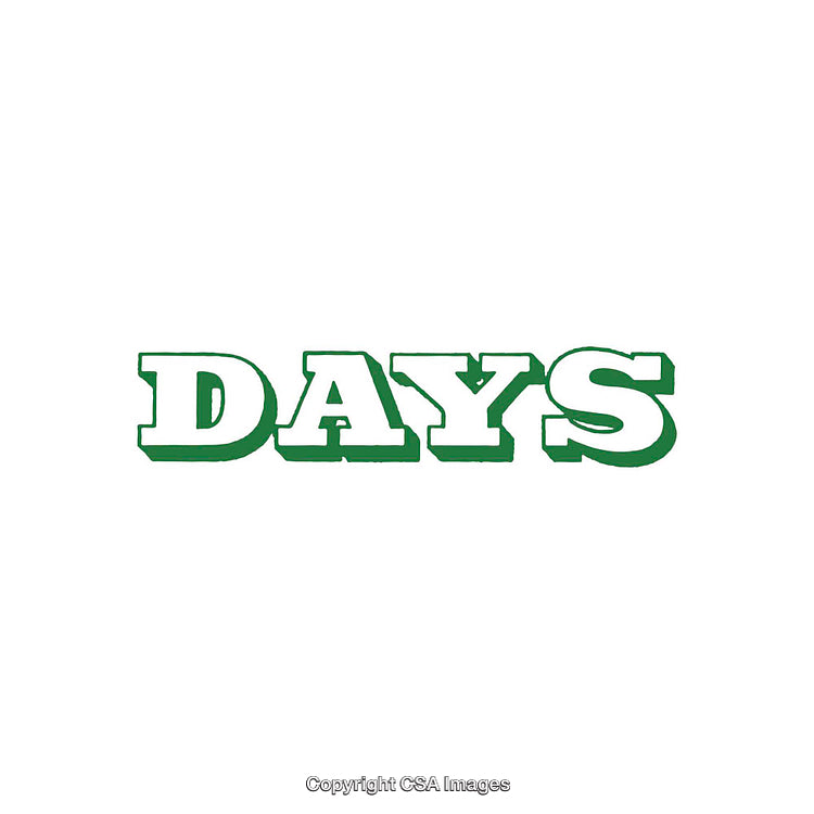 Green Text Displaying Word 'Days' on White Background