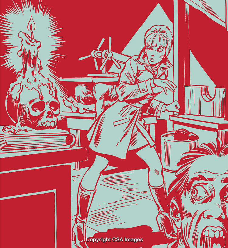 Retro Comic Style Scene With Mystery and Dramatic Atmosphere