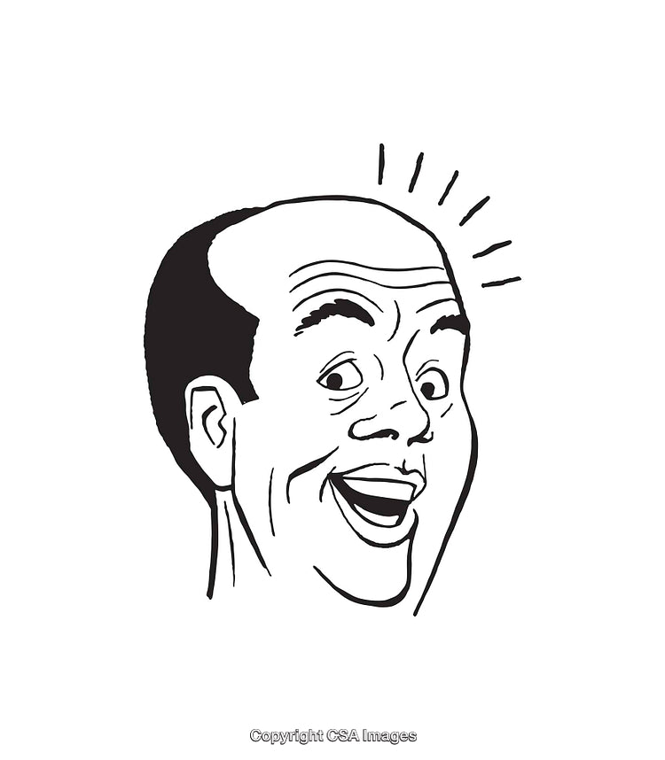 Happy Cartoon Character Smiling in Black and White Line Art Style