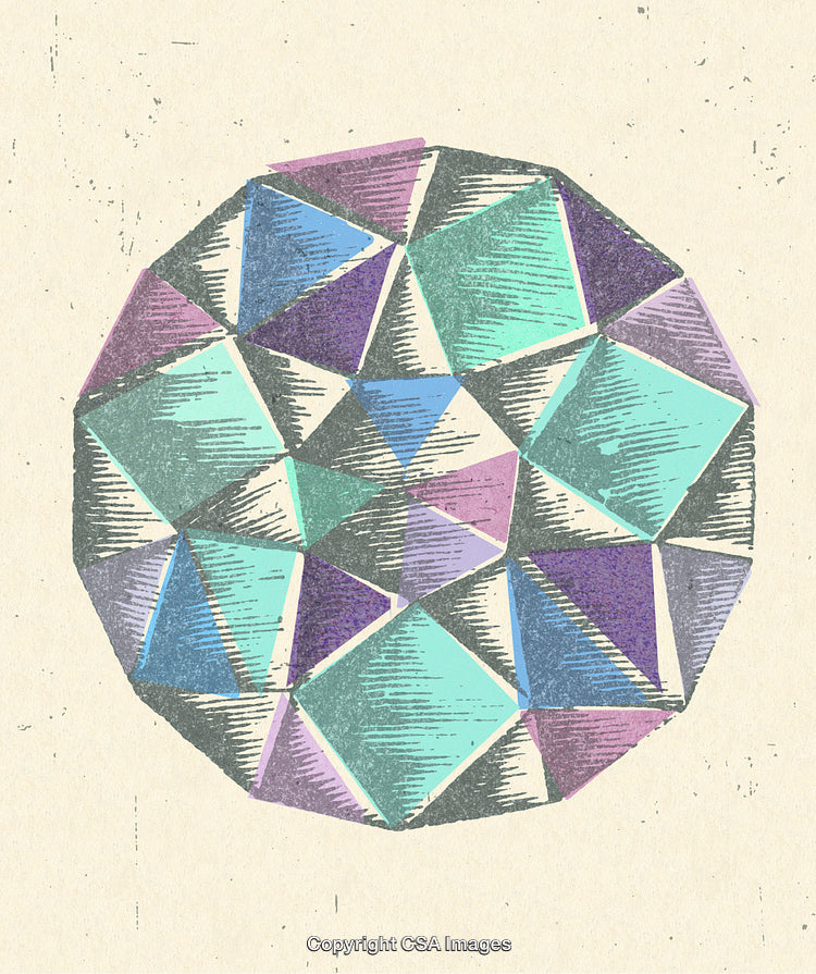Abstract Geometric Circle With Pastel Shapes and Vintage Texture Aesthetic