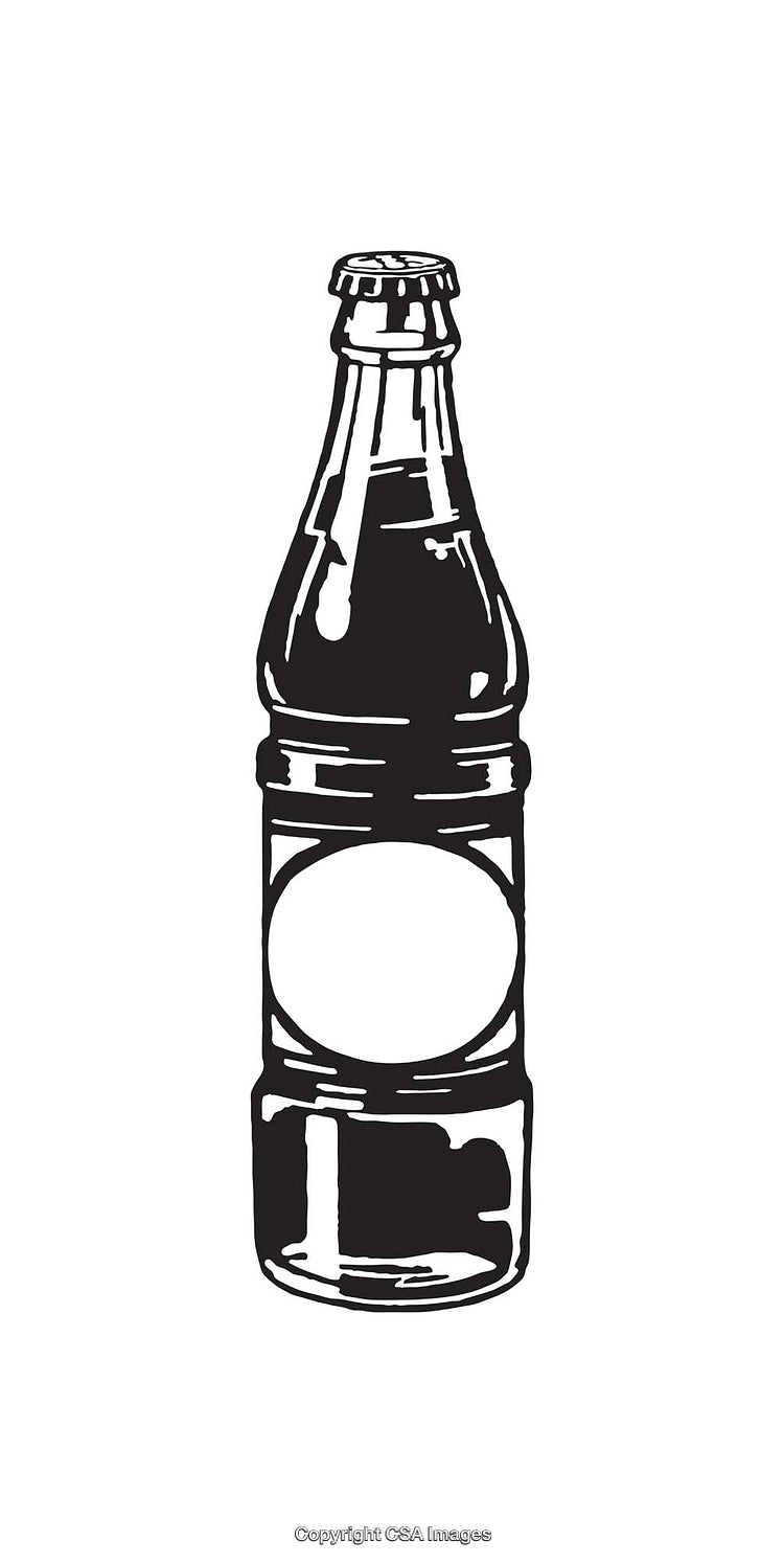 Black And White Illustration of a Stylized Beverage Bottle