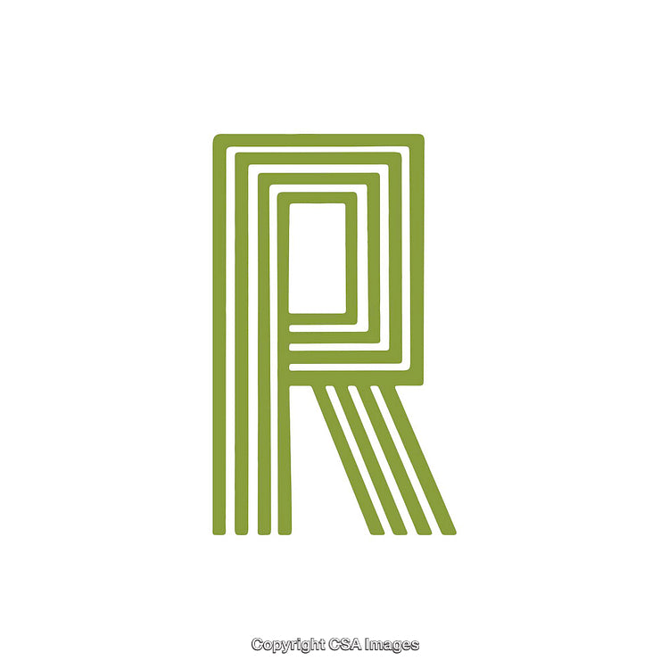 Stylized Green Letter R with Minimalist Line Design Concept