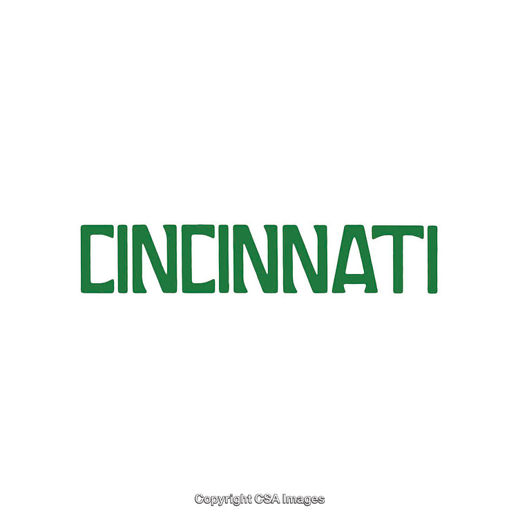 Green Cincinnati City Text on White Background Illustration