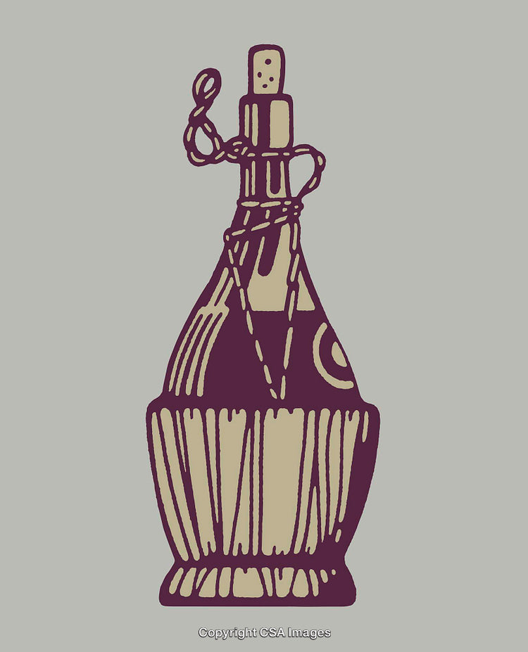 Vintage Style Illustration of Decorative Bottle with Handle and Stopper