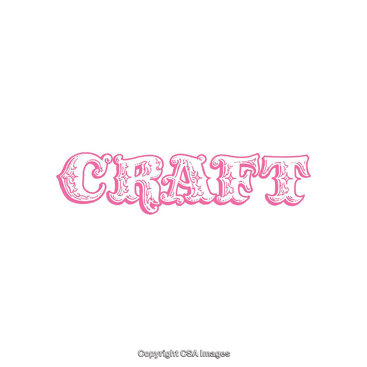 Stylized Retro Pink Craft Typography on a White Background