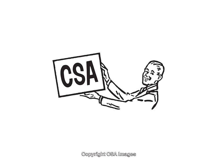 Vintage Style Black and White Line Art of a Man with a Sign