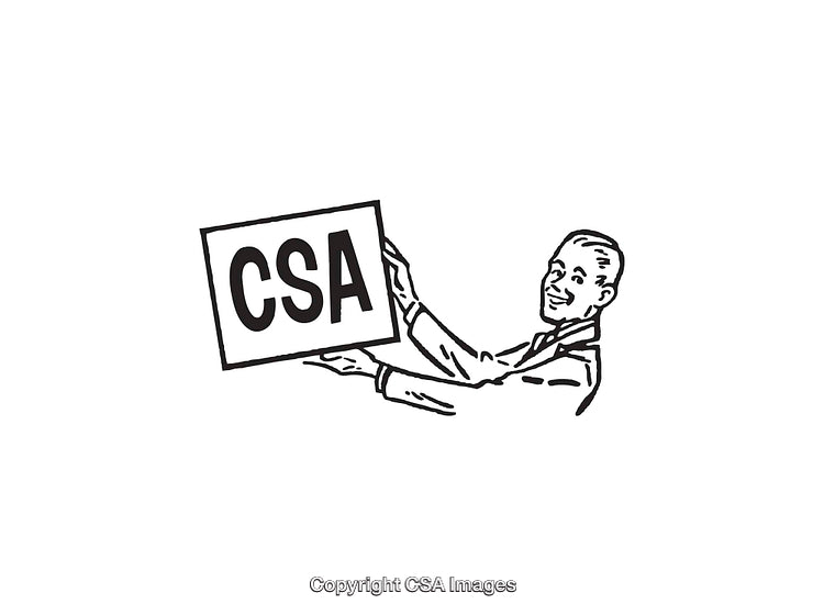 Vintage Style Black and White Line Art of a Man with a Sign