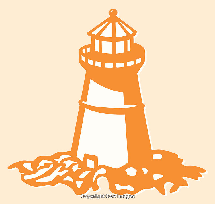 Stylized Line Art Illustration of a Lighthouse With Minimal Design