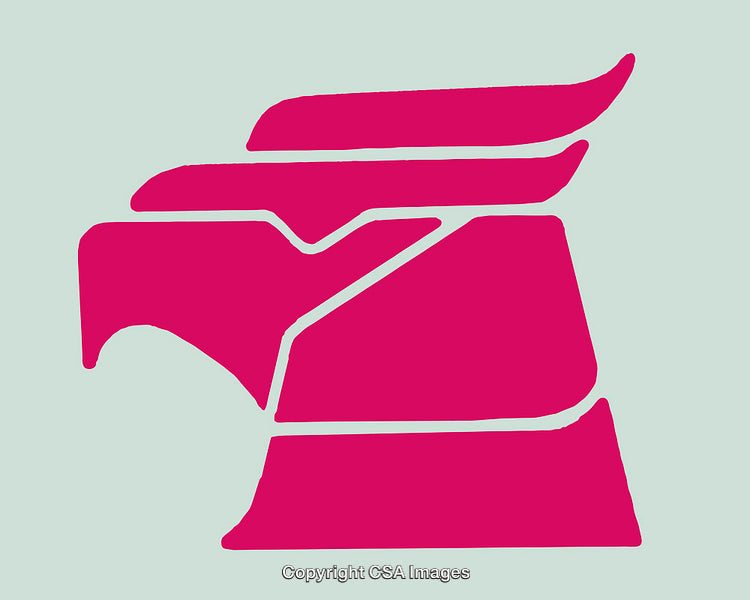 Stylized Pink Eagle Illustration on Muted Green Background
