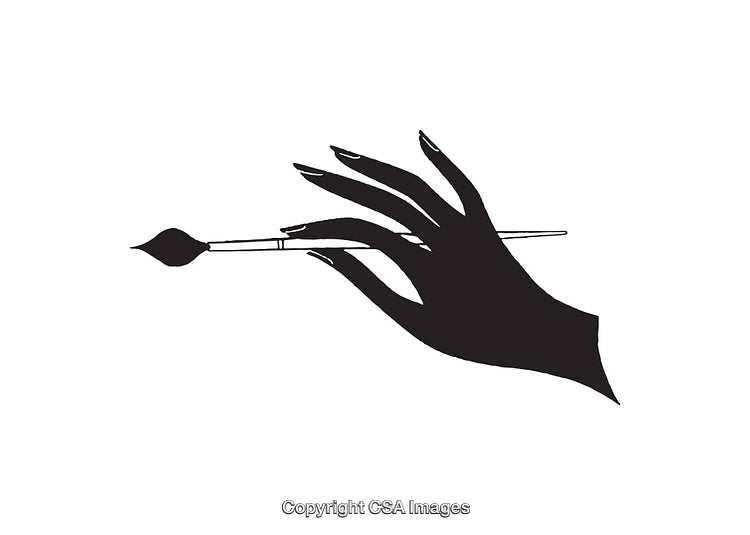 Silhouette of a Hand Holding a Paintbrush in Black and White