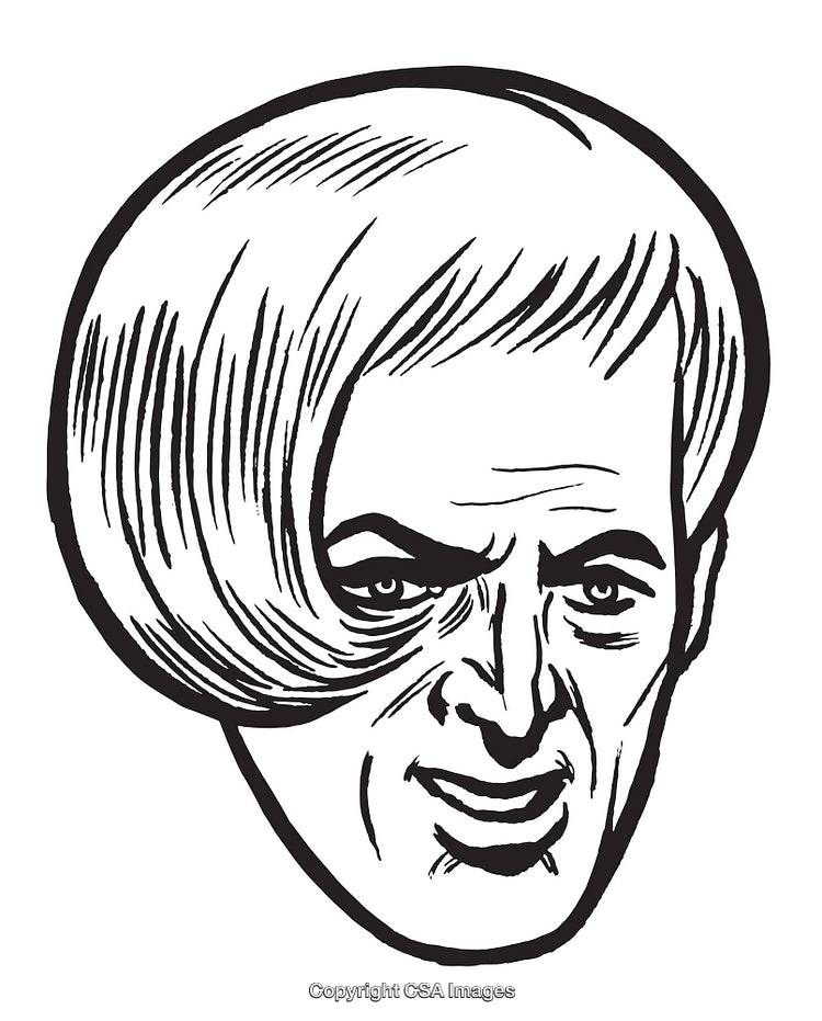 Illustrated Portrait of a Person With Unique Hairstyle and Expressive Features