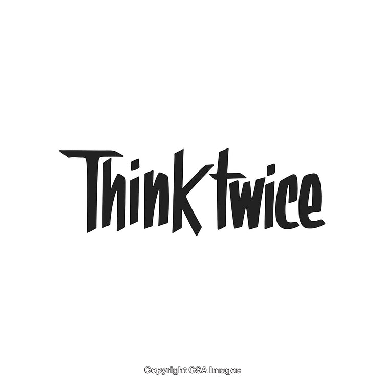 Minimalistic Typography Illustration Featuring 'Think Twice' Motivational Text