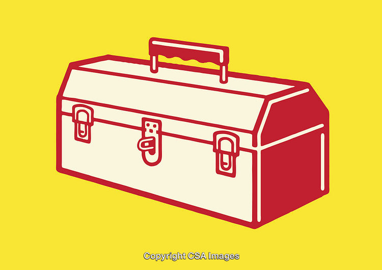 Minimalist Color Line Art Illustration of a Closed Metal Toolbox