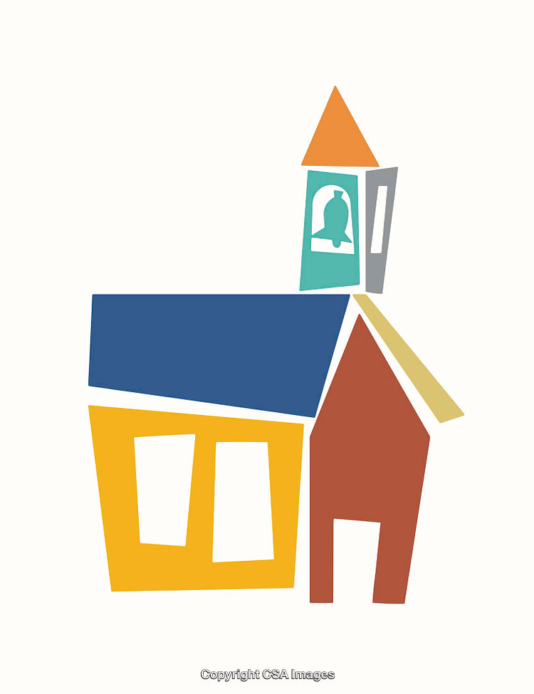 Colorful Abstract Illustration of a Vibrant Church Building Icon