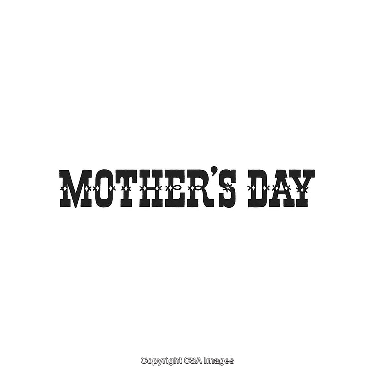Mother's Day Typographic Design in Classic Black Lettering on White Background