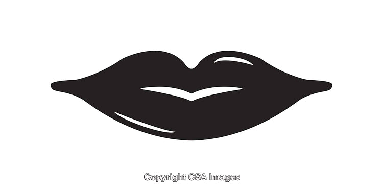 Stylized Black And White Lips Icon for Modern Graphic Design